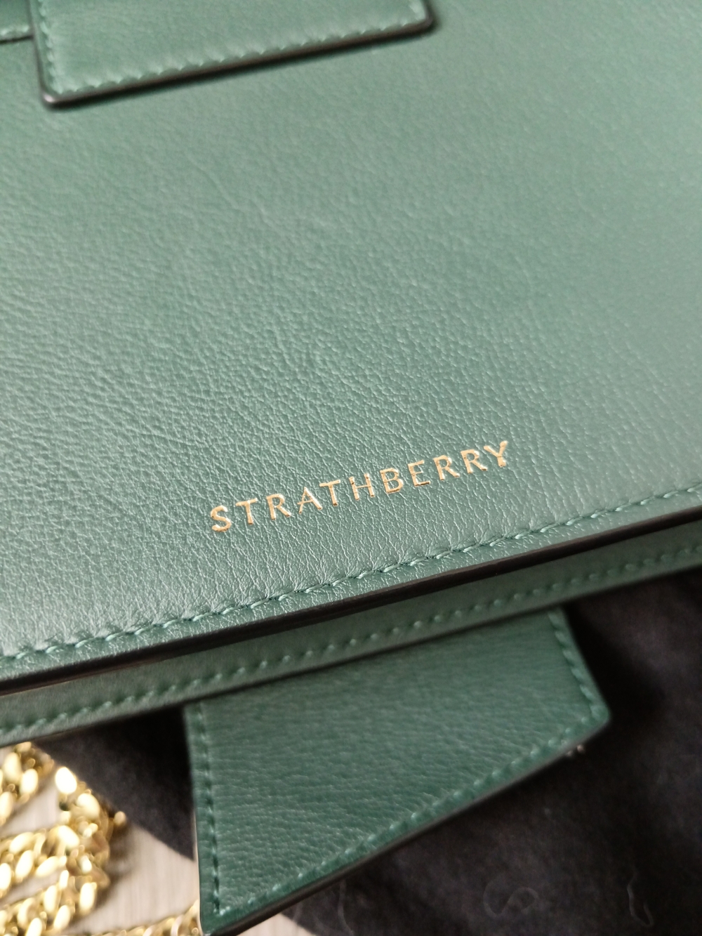 Strathberry Bottle Green Mini Crescent Bag - Picture 4 of 14